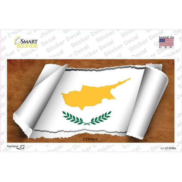 Cyprus Flag Scroll Novelty Sticker Decal