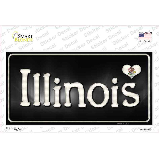 Illinois Flag Script Novelty Sticker Decal