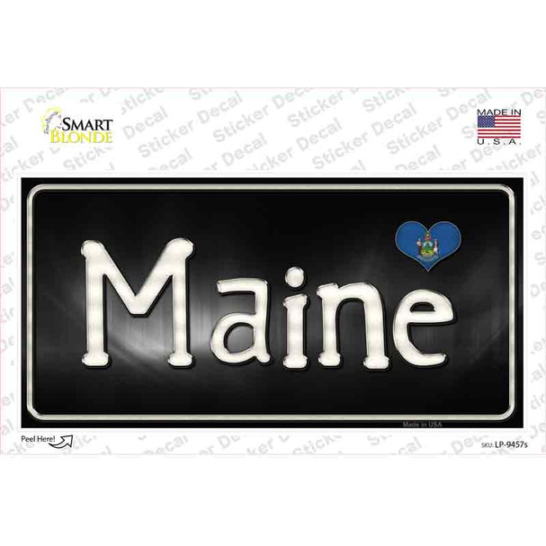 Maine Flag Script Novelty Sticker Decal