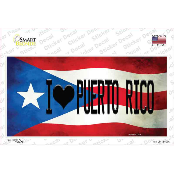 I Love Puerto Rico Flag Novelty Sticker Decal