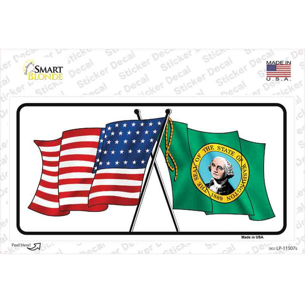 Washington Crossed US Flag Novelty Sticker Decal