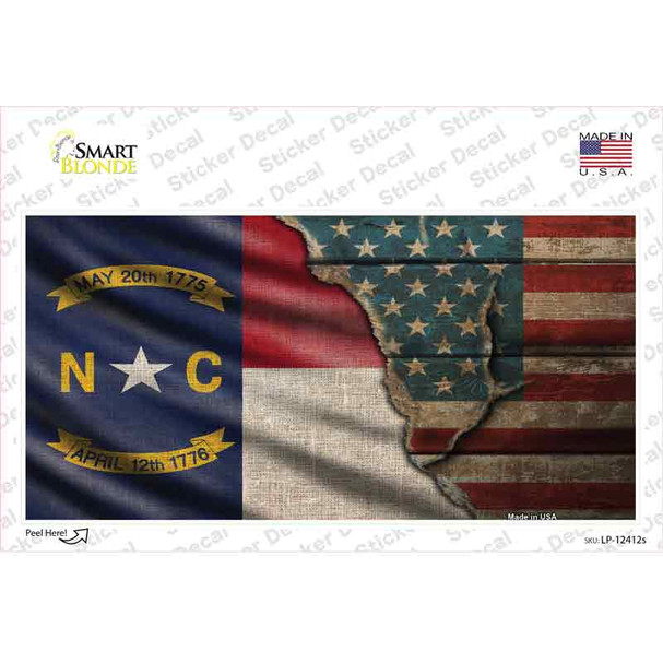 North Carolina/American Flag Novelty Sticker Decal