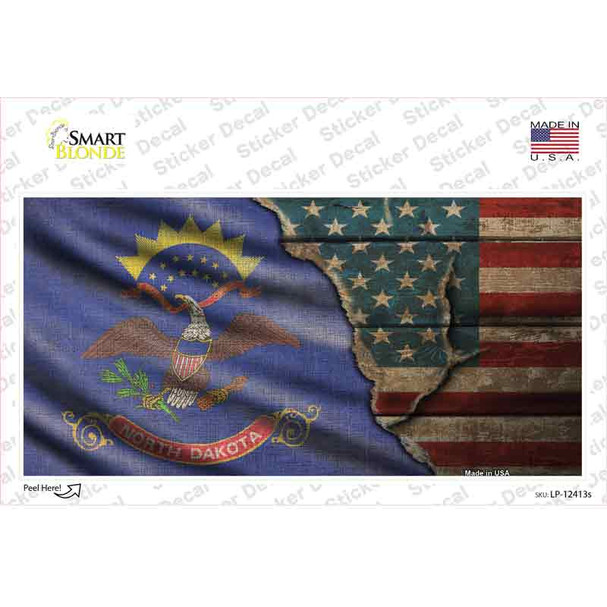 North Dakota/American Flag Novelty Sticker Decal