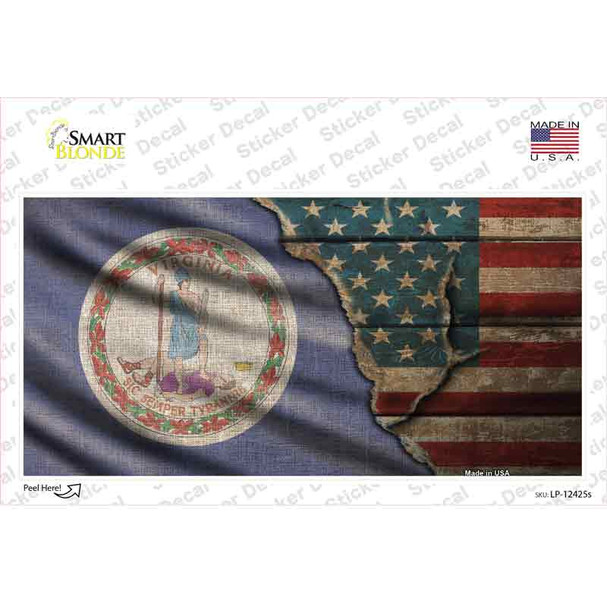 Virginia/American Flag Novelty Sticker Decal