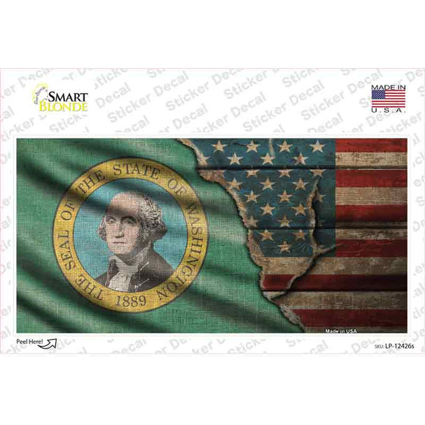 Washington/American Flag Novelty Sticker Decal