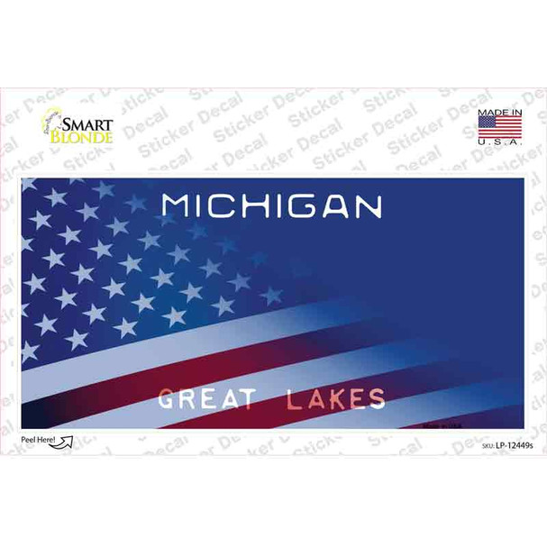 Michigan Great Lakes American Flag Novelty Sticker Decal