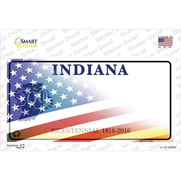 Indiana Half American Flag Novelty Sticker Decal
