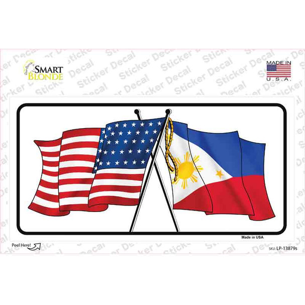 Philippines US Crossed Flag Novelty Sticker Decal