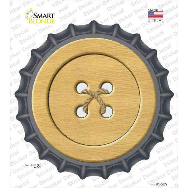 Wooden Button Novelty Bottle Cap Sticker Decal