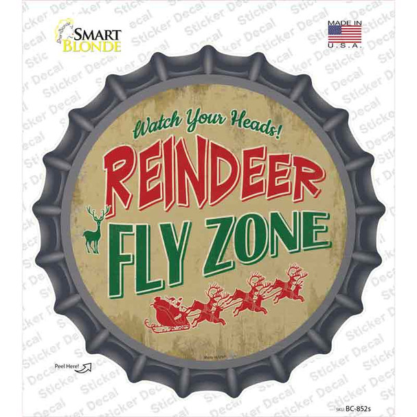 Reindeer Fly Zone Novelty Bottle Cap Sticker Decal