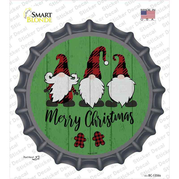 Merry Christmas Gnomes Novelty Bottle Cap Sticker Decal