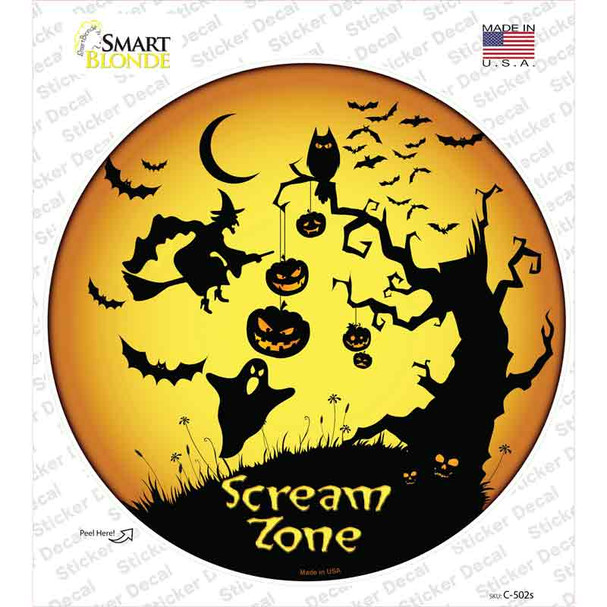Scream Zone Novelty Circle Sticker Decal