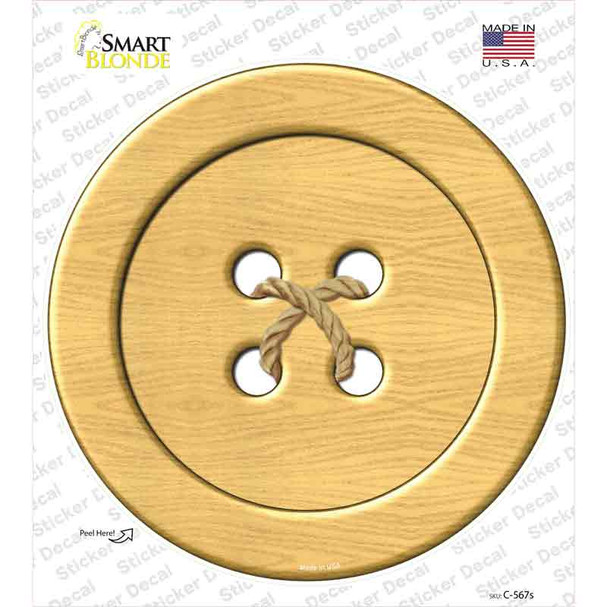 Wooden Button Novelty Circle Sticker Decal