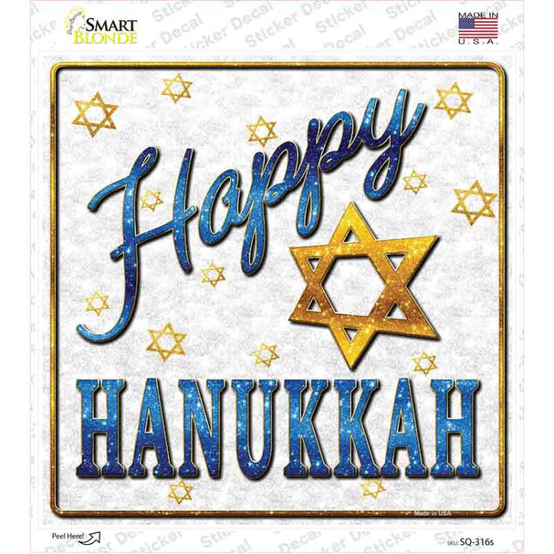 Happy Hanukkah Novelty Square Sticker Decal