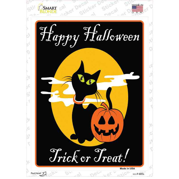 Happy Halloween Black Cat Novelty Rectangle Sticker Decal