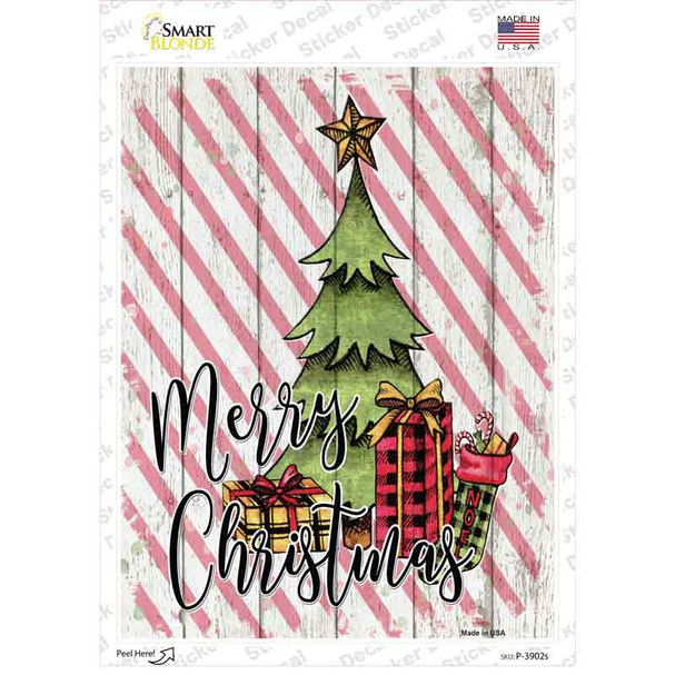 Merry Christmas Tree Novelty Rectangle Sticker Decal