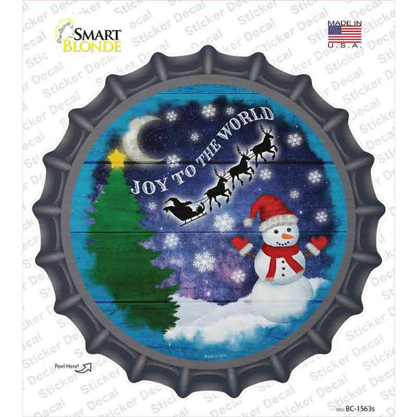 Joy to the World Snowman Novelty Bottle Cap Sticker Decal