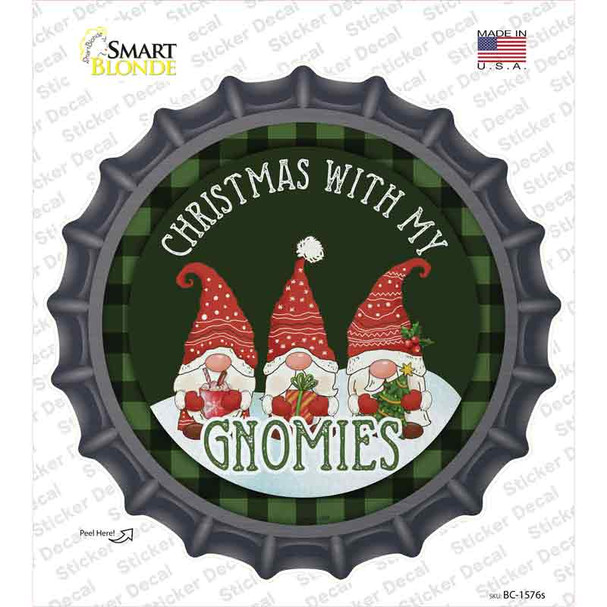 Christmas with my Gnomies Novelty Bottle Cap Sticker Decal