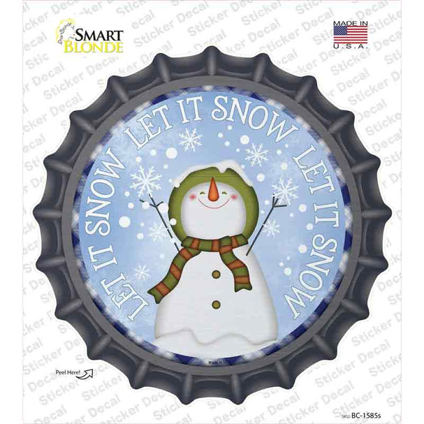 Let It Snow Snowman Novelty Bottle Cap Sticker Decal
