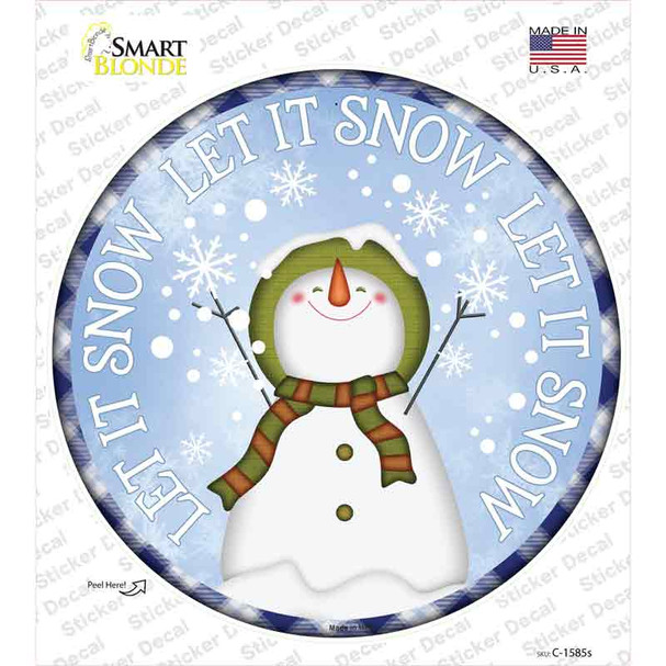 Let It Snow Snowman Novelty Circle Sticker Decal