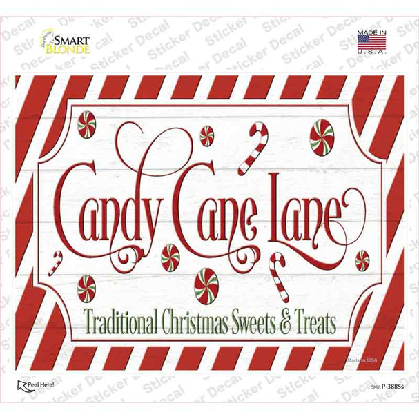 Candy Cane Lane Novelty Rectangle Sticker Decal