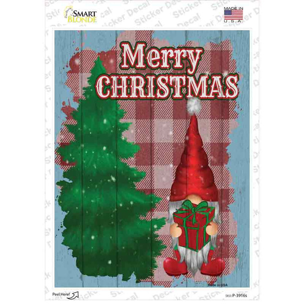 Merry Christmas Red Gnome Novelty Rectangle Sticker Decal