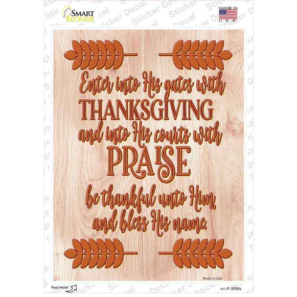 Thanksgiving Praise Novelty Rectangle Sticker Decal