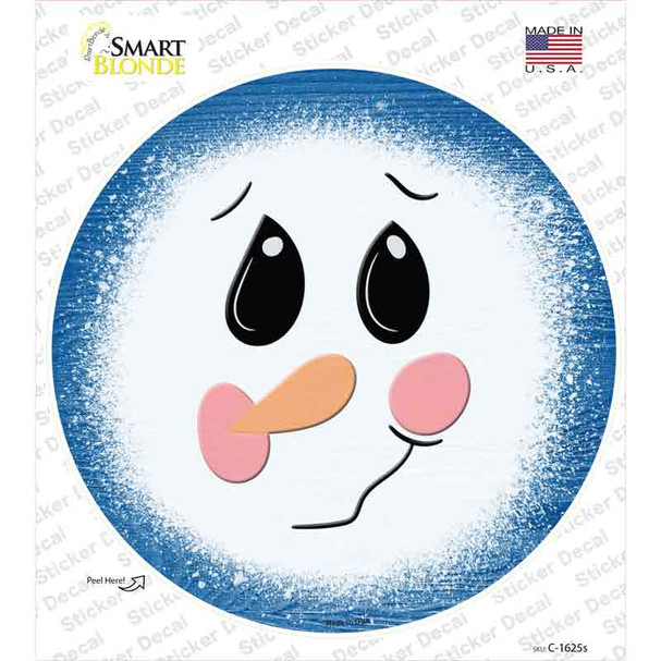 Blue Snowman Face Novelty Circle Sticker Decal