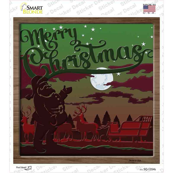 Merry Christmas Shadow Box Novelty Square Sticker Decal