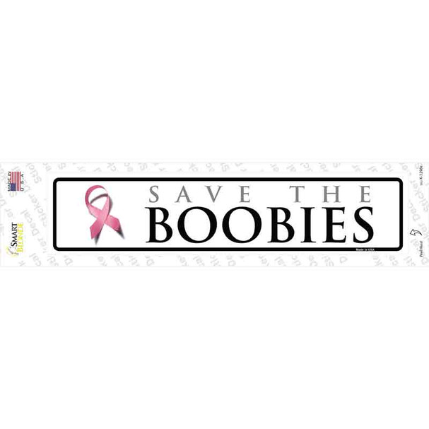 Save The Boobies Pink Ribbon Breast Cancer Novelty Narrow Sticker Decal