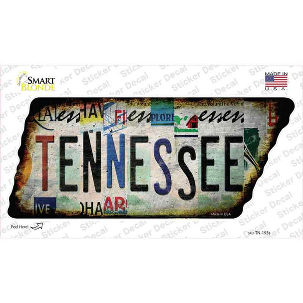 Tennessee Strip Art Novelty Rusty Tennessee Shape Sticker Decal