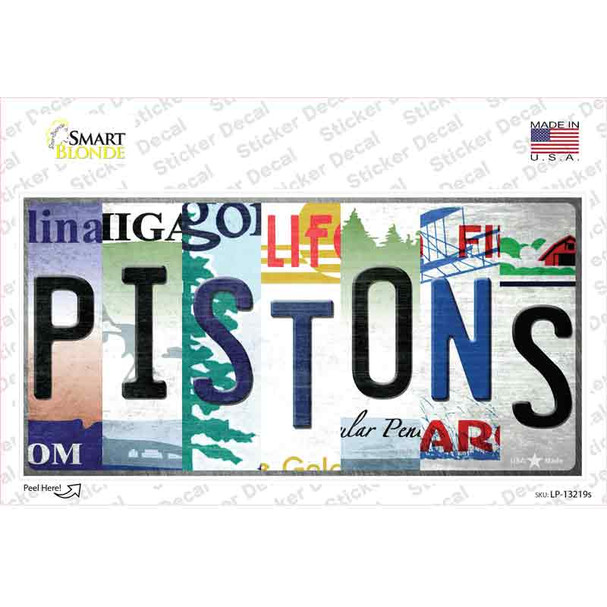 Pistons Strip Art Novelty Sticker Decal