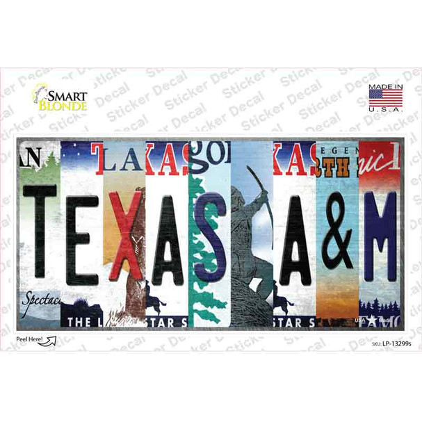 Texas A&M Strip Art Novelty Sticker Decal