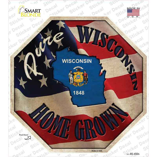 Wisconsin Home Grown Novelty Octagon Sticker Decal