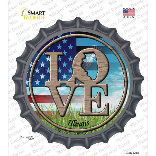 Love Illinois Novelty Bottle Cap Sticker Decal