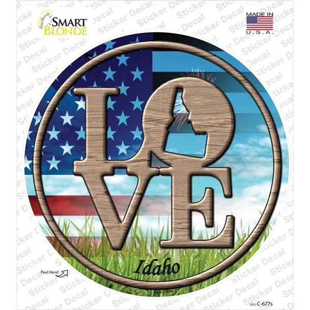 Love Idaho Novelty Circle Sticker Decal