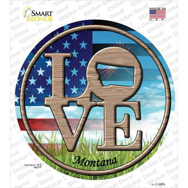 Love Montana Novelty Circle Sticker Decal
