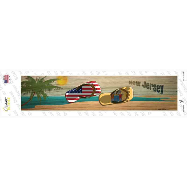 New Jersey and US Flag Novelty Narrow Sticker Decal