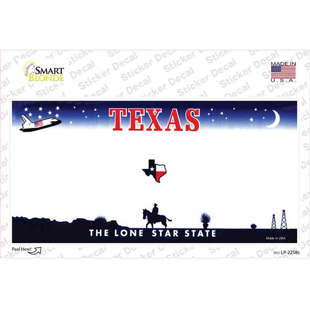 Texas State Blank Novelty Sticker Decal