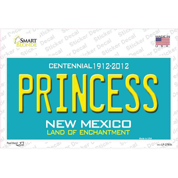 Princess New Mexico Teal Novelty Sticker Decal