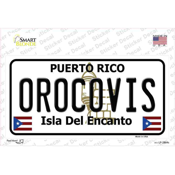 Orocovis Puerto Rico Novelty Sticker Decal