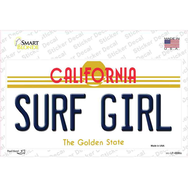 Surf Girl California Novelty Sticker Decal