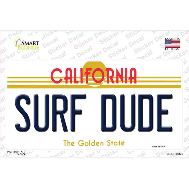 Surf Dude California Novelty Sticker Decal
