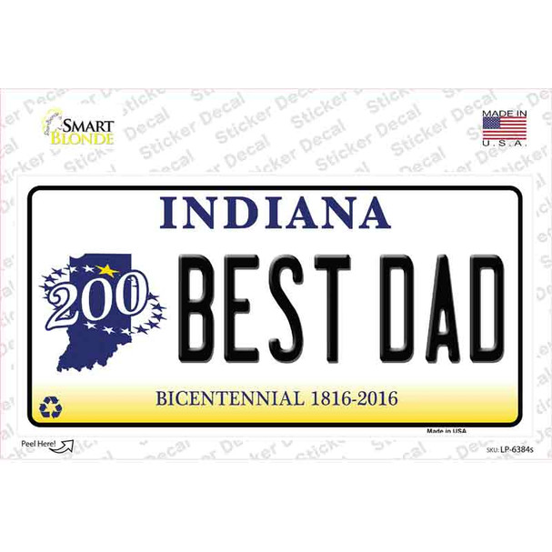 Best Dad Indiana Bacnkground Novelty Sticker Decal