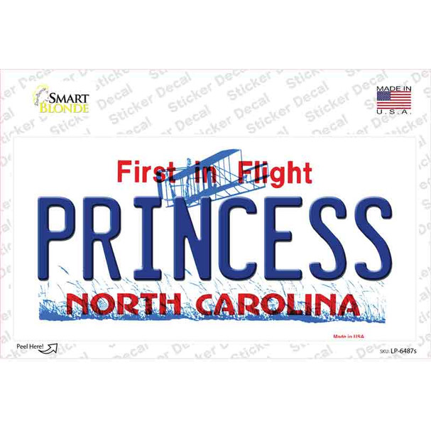 Princess North Carolina Novelty Sticker Decal