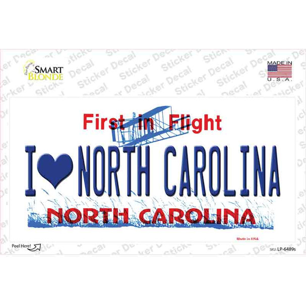 I Love North Carolina Novelty Sticker Decal