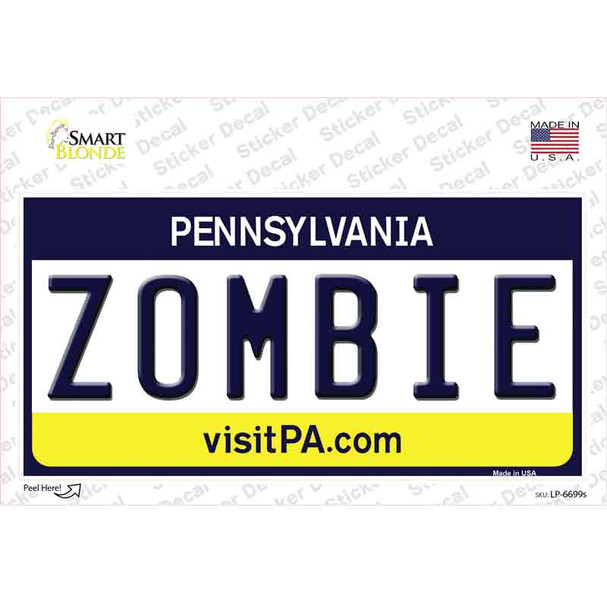 Zombie Pennsylvania State Novelty Sticker Decal
