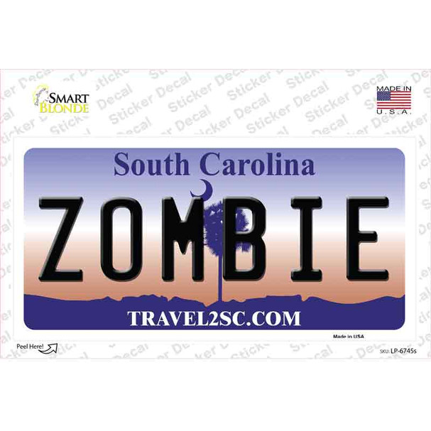 Zombie South Carolina Novelty Sticker Decal