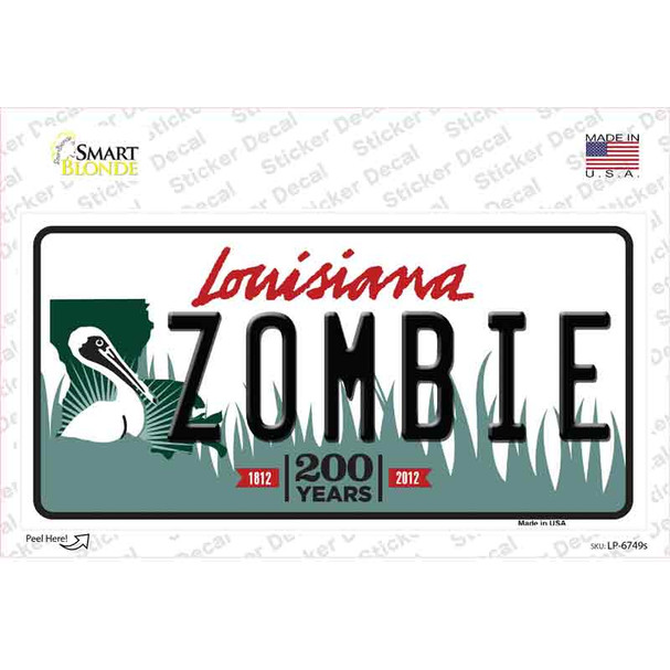 Zombie Louisiana Novelty Sticker Decal