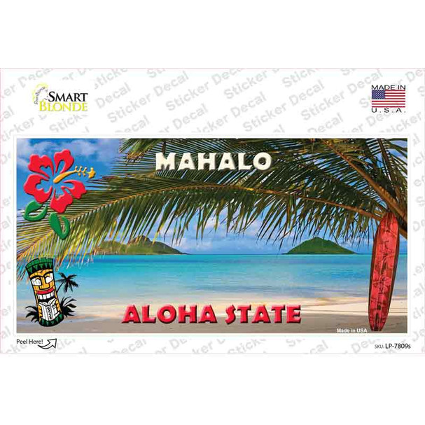 Blank Mahalo Hawaii State Novelty Sticker Decal